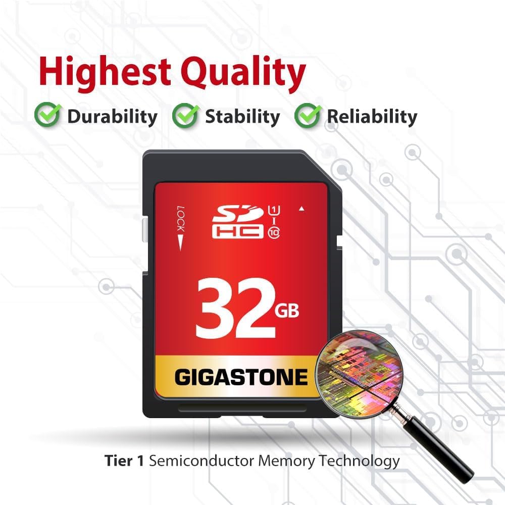 GIGASTONE 32GB SDHC Speicherkarte, bis zu 80 MB/s, für Digitalkameras Canon PC, UHS-I U1 Klasse 10 R