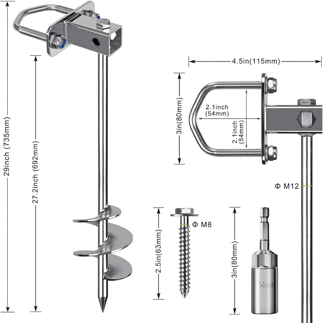 6er Zeltheringe, 74cm Zelt Heringe Erdnägel Stabil Lang Erdanker Bodenanker Schraubheringe Zelthaken