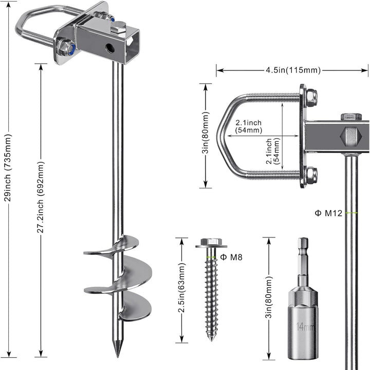 6er Zeltheringe, 74cm Zelt Heringe Erdnägel Stabil Lang Erdanker Bodenanker Schraubheringe Zelthaken