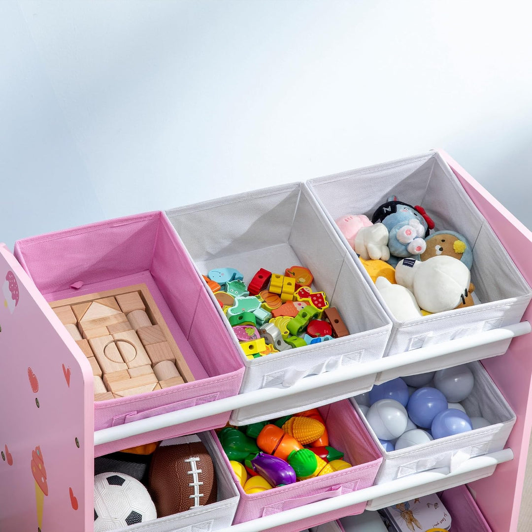 ZONEKIZ Kinder-Aufbewahrungsregal 9 Körbe Rosa, Rosa