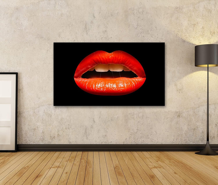 islandburner Bild auf Leinwand Rote Sexy Lippen Vampir Rocky Horror Bilder Wandbilder Poster Leinwan