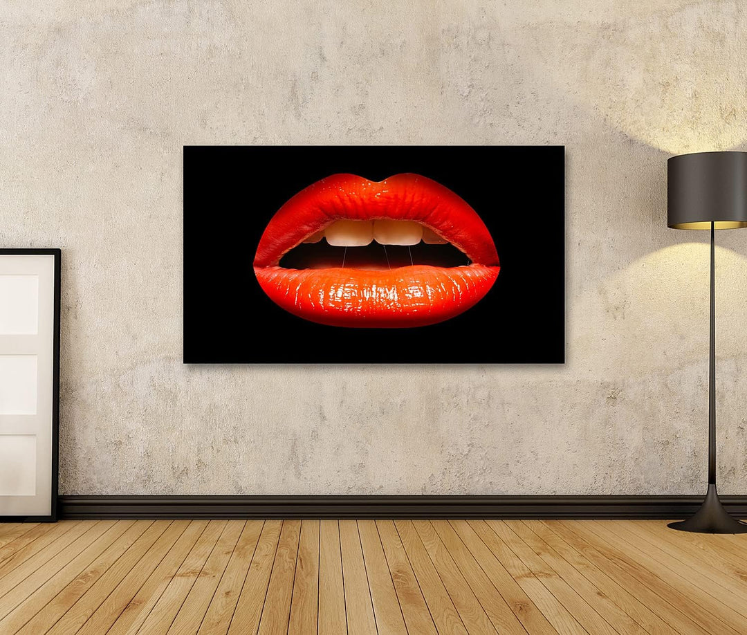 islandburner Bild auf Leinwand Rote Sexy Lippen Vampir Rocky Horror Bilder Wandbilder Poster Leinwan