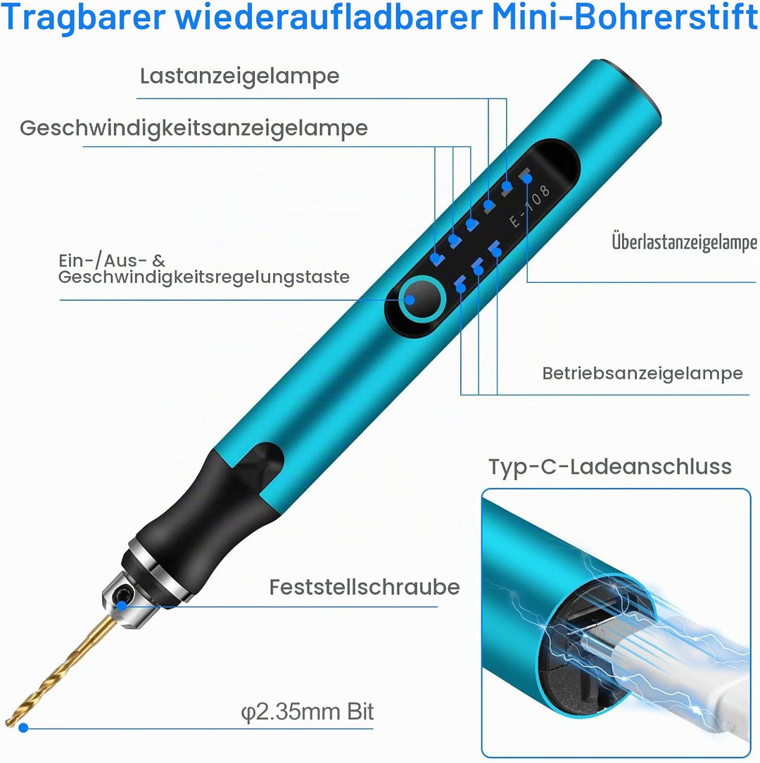 Mini Electric Hand Drill, 3-Speed Electric Mini Drill Pen, Rechargeable DIY Hand Drill Electric, Min