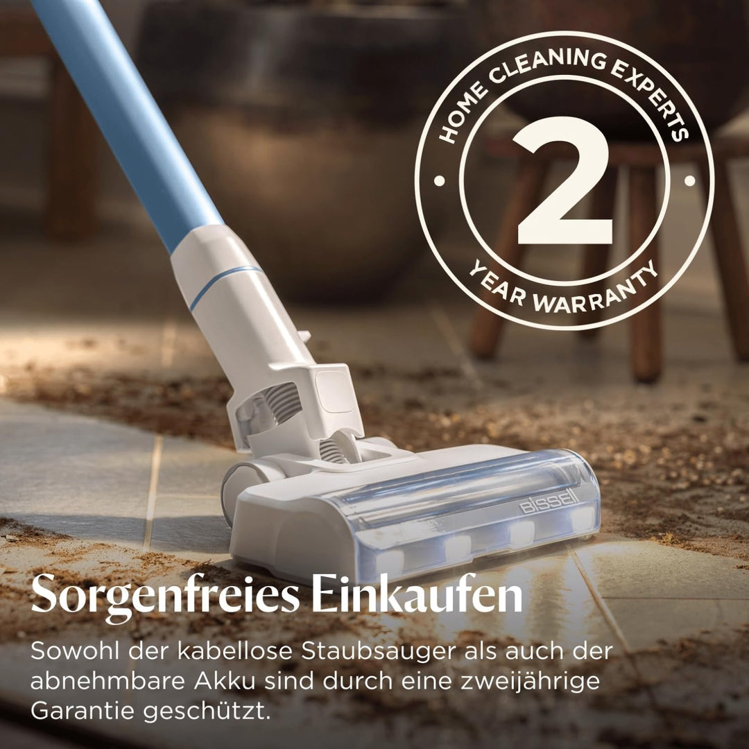 Bissell PowerClean, kabelloser Staubsauger, 200W, LED-Leuchten, Nicht verheddernde Bürstenrolle, 3-i