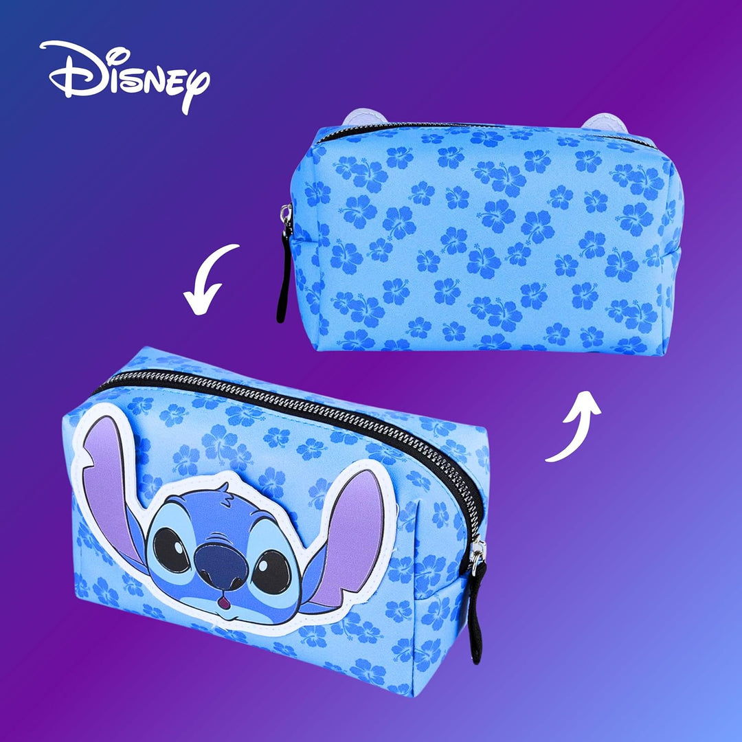 Disney Stitch Kosmetiktasche, Reise-Kosmetiktasche mit Blumenmuster, Geschenk für Mädchen, Frauen un