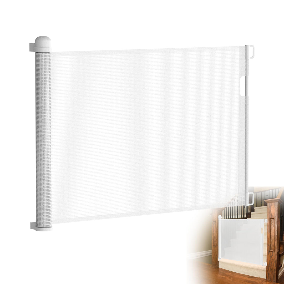 TATIVALO Treppenschutzgitter Ausziehbar 0-150cm Weiss, Treppenschutzrollo Türschutzgitter für Babys