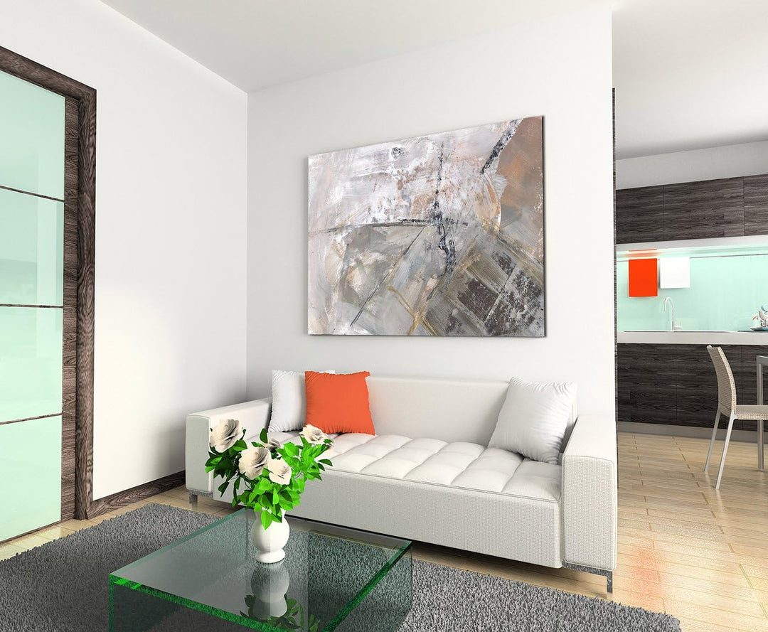 Paul Sinus Art 80x60cm Fotoleinwand Leinwanddruck Kunstdruck Wandbild grau schwarz weiss Schlieren