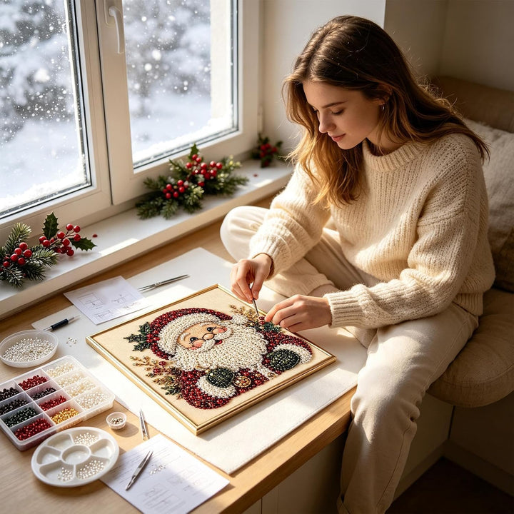 Weihnachten Perlenkunst Set, Pearl Painting Set Mit Rahmen Wand Kunstwerk | Heimdekoration Für Wohnz