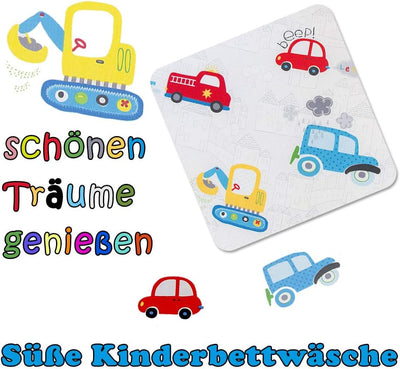 KEAYOO Kinderbettwäsche 100 x 135 100% Baumwolle Autos mit Reissverschluss für Mädchen Jungen Autos