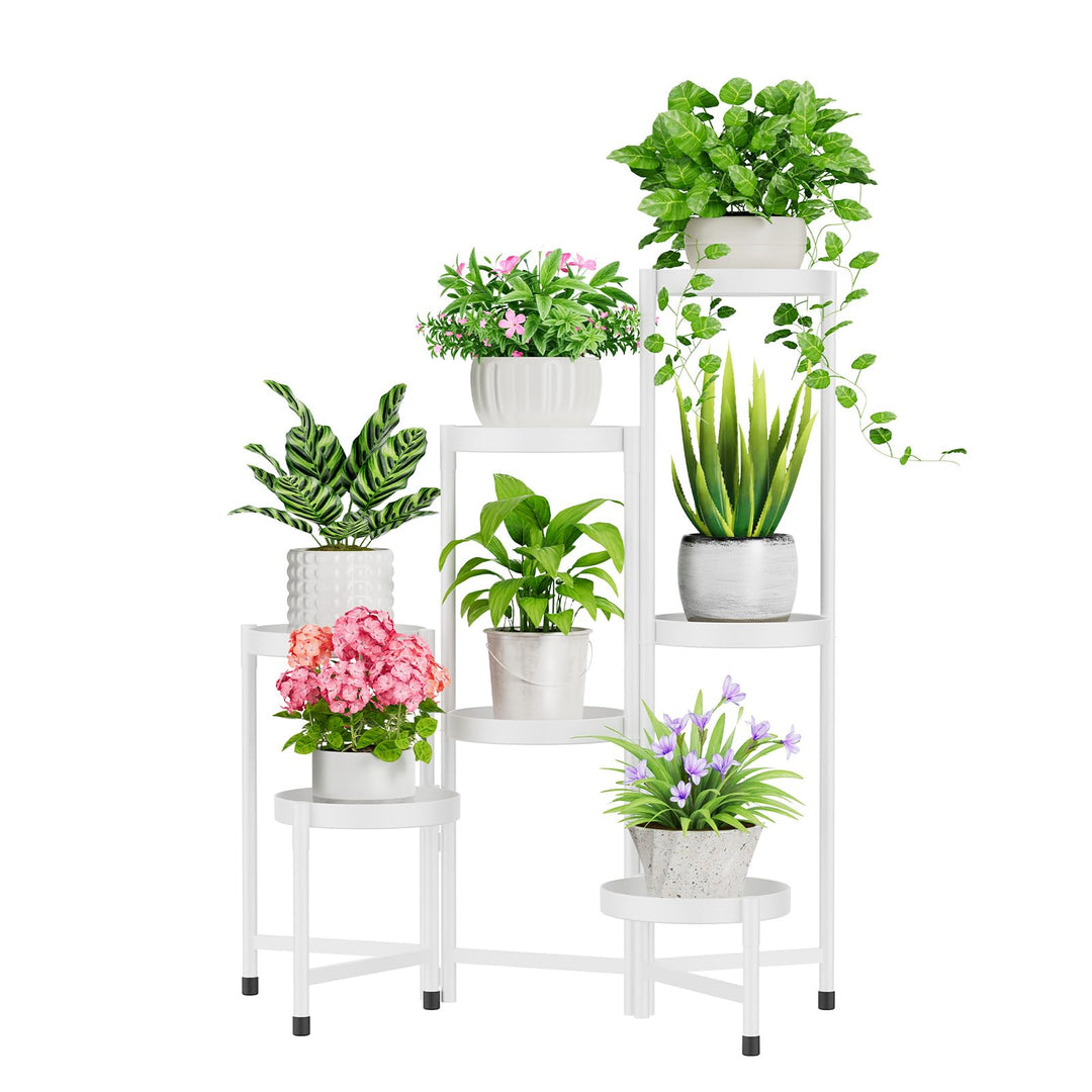 iDavosic.ly 7 Etagen Metall Pflanzenständer Blumentopfständer, Mehrstöckig Pflanzenregal Blumenregal