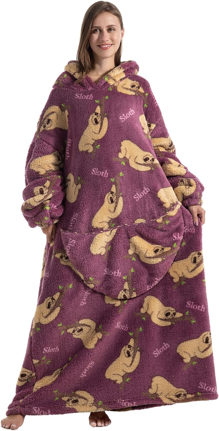Verlängert Übergrosse Hoodie Decke,Decken Hoodie Damen mit Tasche und Kapuze,Superweiche und Warme K