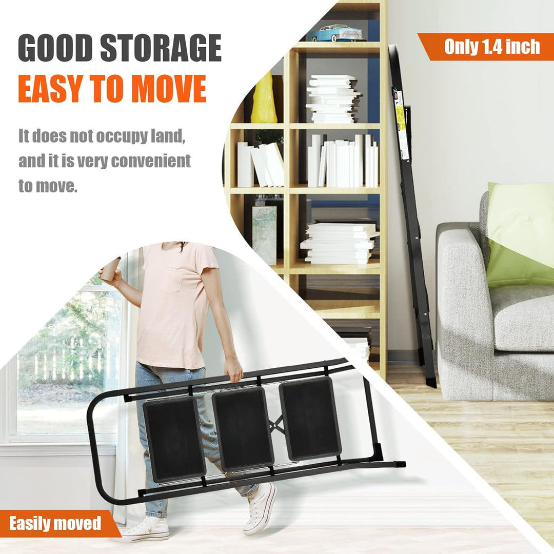 HBTower Leiter 3 Stufen Klappbar, Trittleiter mit Anti-Rutsch-Pedal, 20 cm breite Stufen, 150KGS Kap