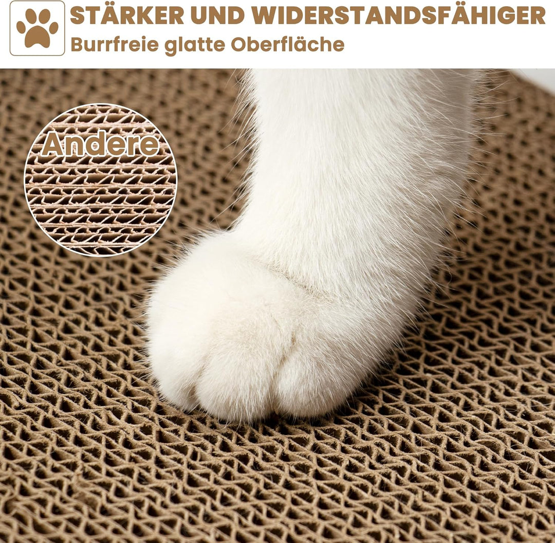 Ycozy Kratzbrett Katze mit Box und 5 Kratzbrettern, Gross Doppelseitige Kratzpappe für Katzen Hochwe