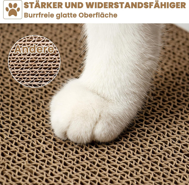 Ycozy Kratzbrett Katze mit Box und 5 Kratzbrettern, Gross Doppelseitige Kratzpappe für Katzen Hochwe