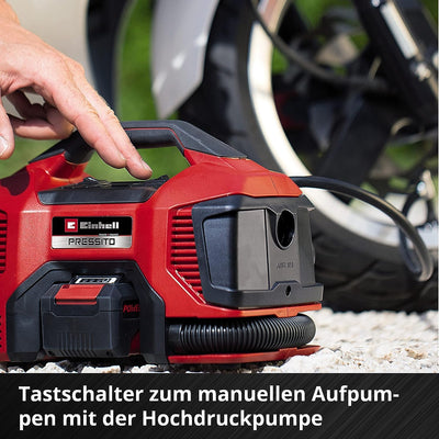 Einhell Akku-Kompressor PRESSITO 18/21 Power X-Change (Li-Ion, 18V, Hoch- u. Niederdruckpumpe, digit