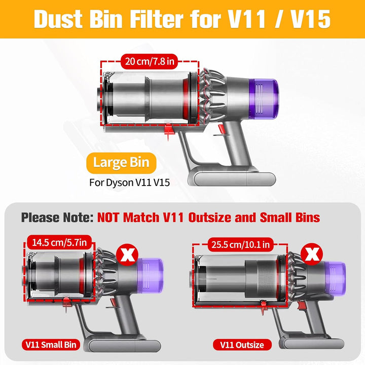 RUKHOOL Staubbehälter für Dyson V11 V15 Behälter Filter Ersatzteile SV14 SV17 SV15 SV22 SV28 Zubehör