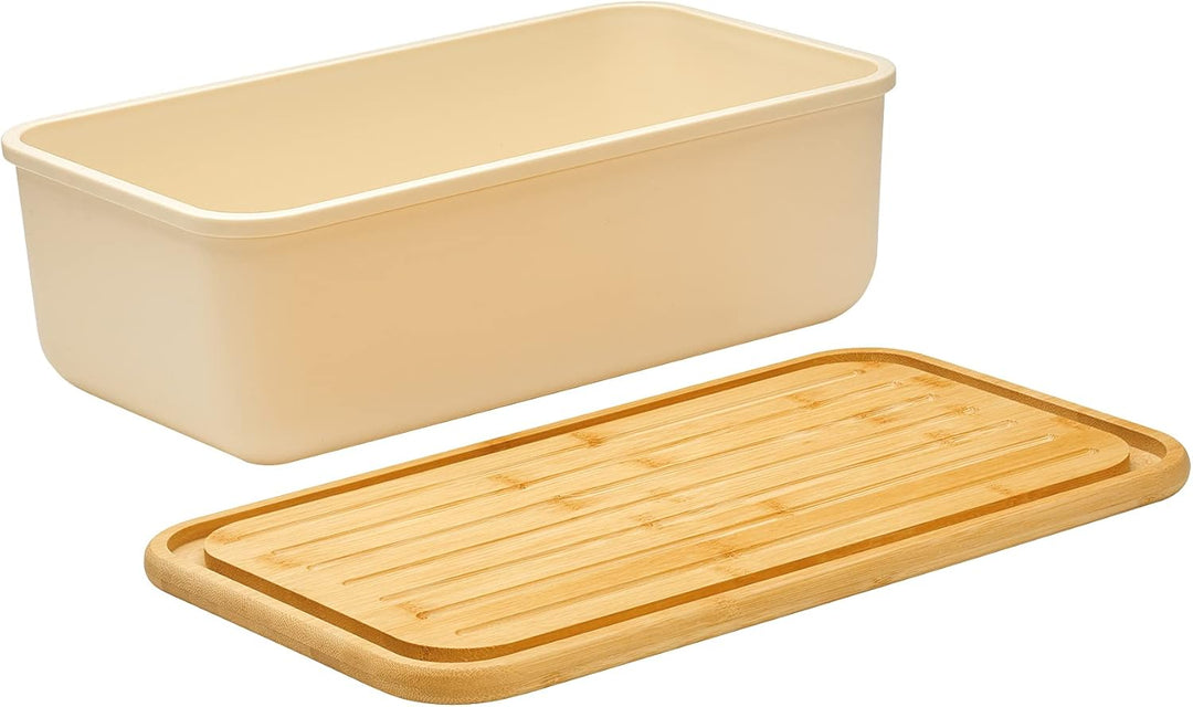 Zassenhaus Brotkasten, Deckel als Schneidbrett verwendbar, Brotkorb Bambus creme, 40 x 23 x 13,5 cm,