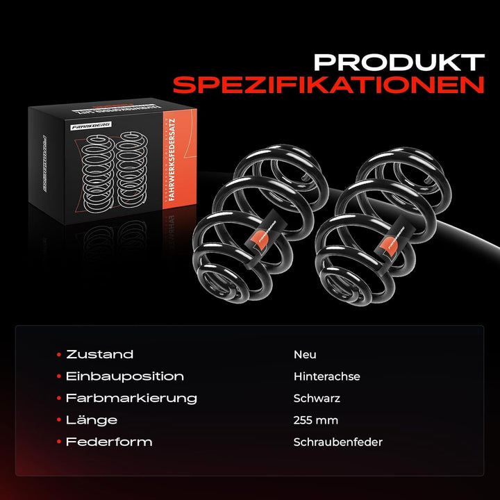 Frankberg 2x Feder Fahrwerksfeder Hinterachse Kompatibel mit 3er Cabriolet E46 318 Ci 2001-2005