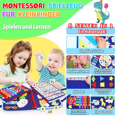 Busy Board Deutsch Montessori Spielzeug ab 1 2 3 4 Jahre, Activity Board Book Kleinkinder Motorikspi