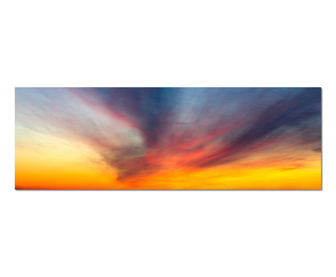 Paul Sinus Art Panoramabild auf Leinwand und Keilrahmen 150x50cm Himmel Wolkenschleier Abendsonnenli