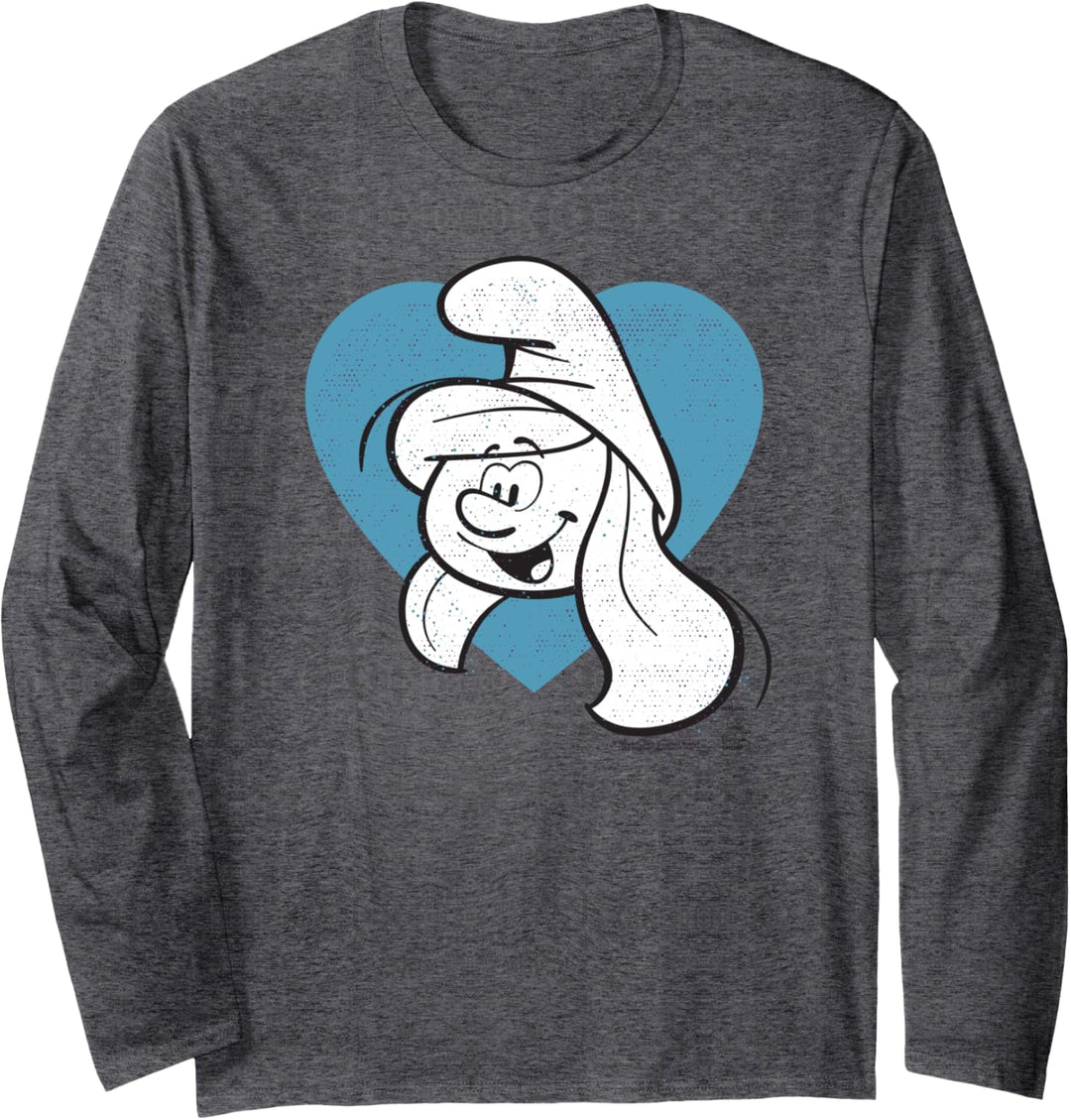 The Smurfs Schlumpfe Smurfette Headshot in a Heart Langarmshirt