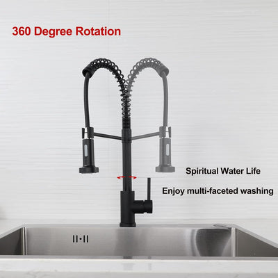 Wasserhahn Küche Schwarz - Küchenarmatur mit Brause Ausziehbar 360° Schwenkbar Spültischarmatur Küch