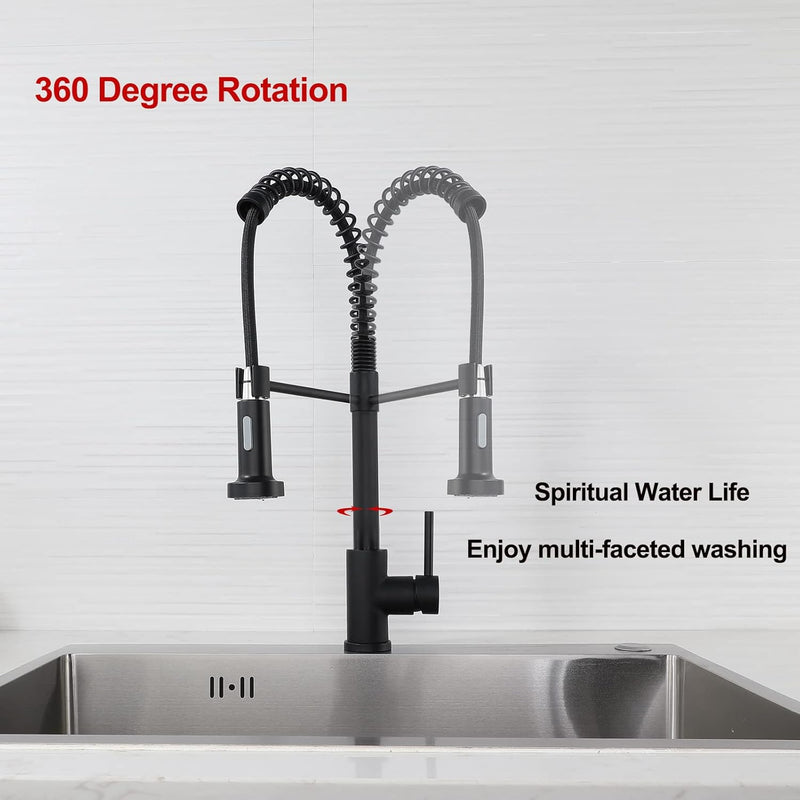 Wasserhahn Küche Schwarz - Küchenarmatur mit Brause Ausziehbar 360° Schwenkbar Spültischarmatur Küch