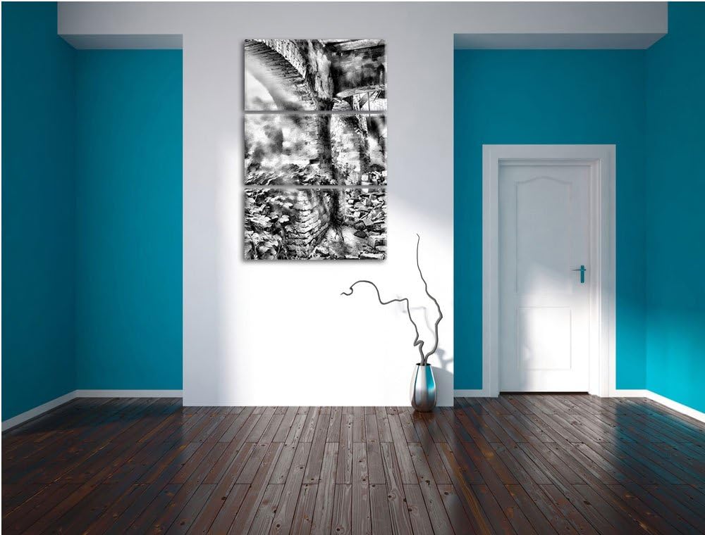 Pixxprint Alte Ruine als Leinwandbild/Grösse: 3 Teilig (120x80) cm/Wandbild/Kunstdruck/fertig bespan