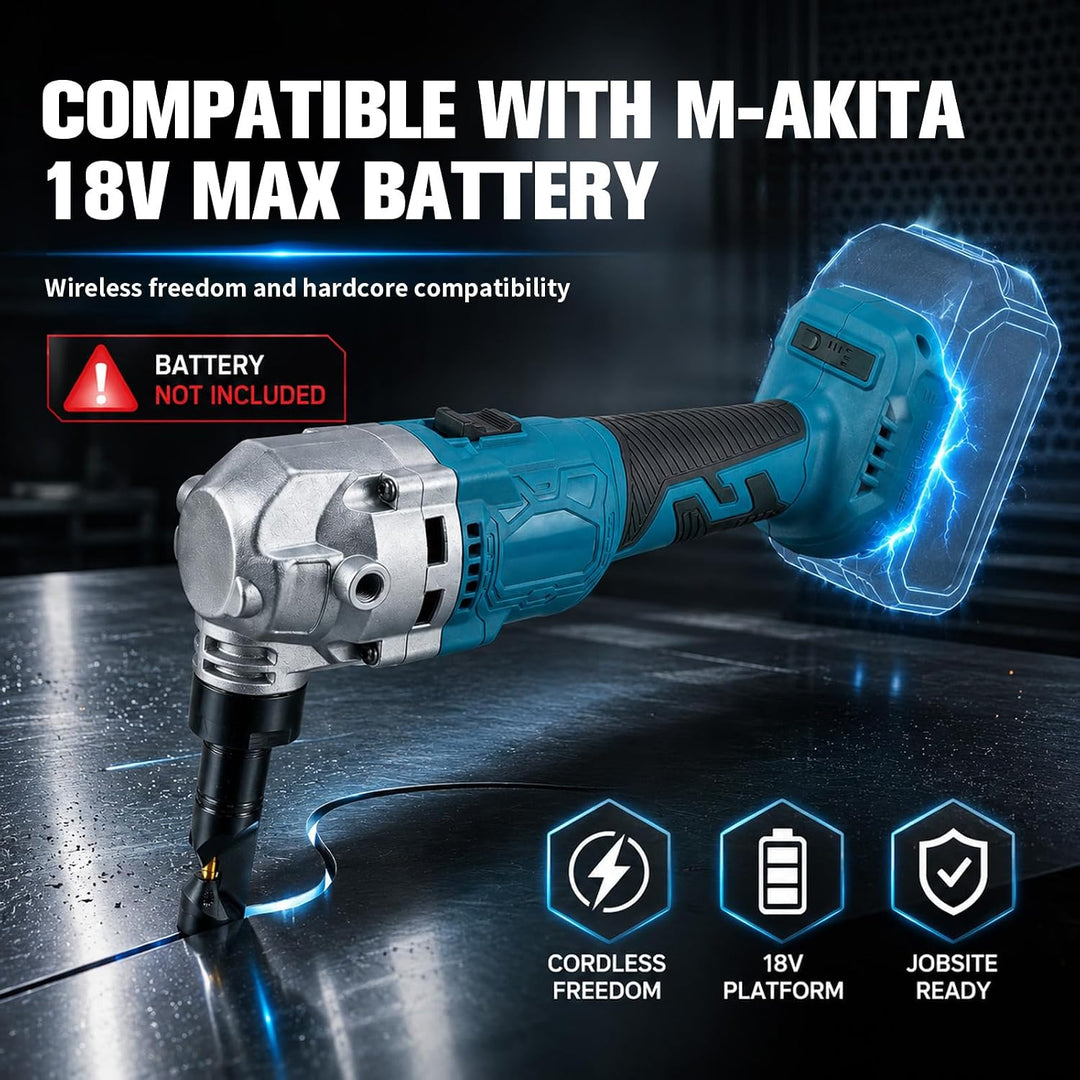 Blechknabber Kompatibel mit Makita 18V – Kabellose Blechnibbler mit 360° Drehbarem Knabberkopf und D