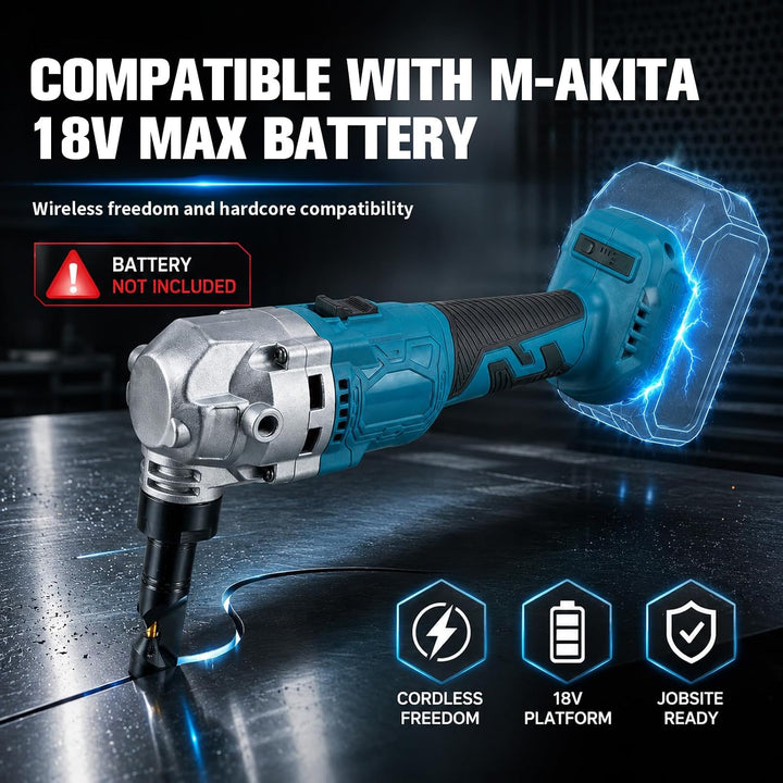 Blechknabber Kompatibel mit Makita 18V – Kabellose Blechnibbler mit 360° Drehbarem Knabberkopf und D