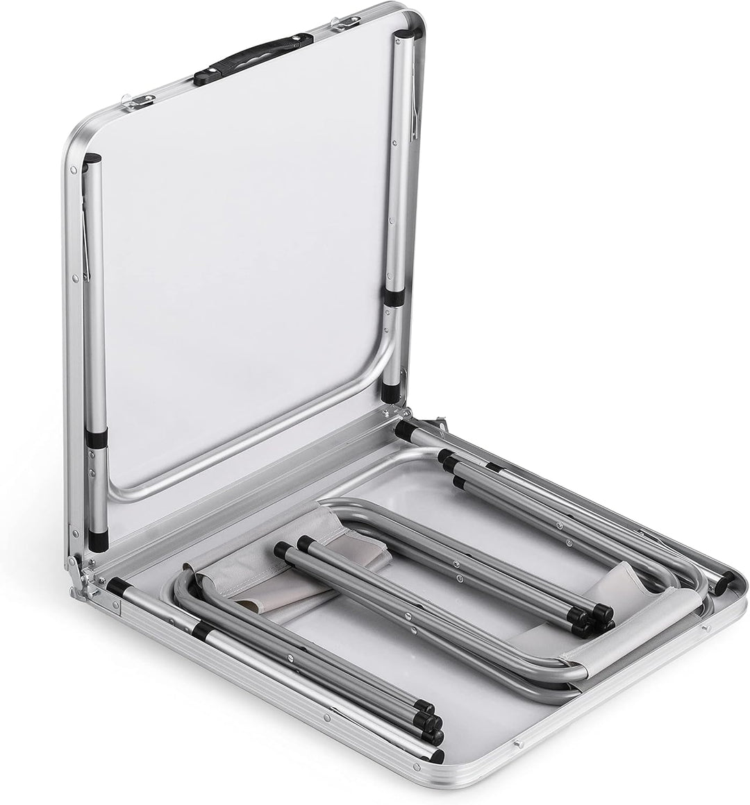 Campingtisch mit 4 stühlen, Höhe Tragbarer Klappbar Grilltisch 120 x 60 cm Tragegriff, Aluminium Kla