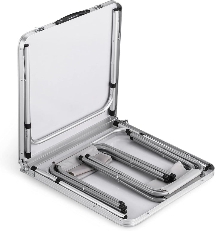 Campingtisch mit 4 stühlen, Höhe Tragbarer Klappbar Grilltisch 120 x 60 cm Tragegriff, Aluminium Kla