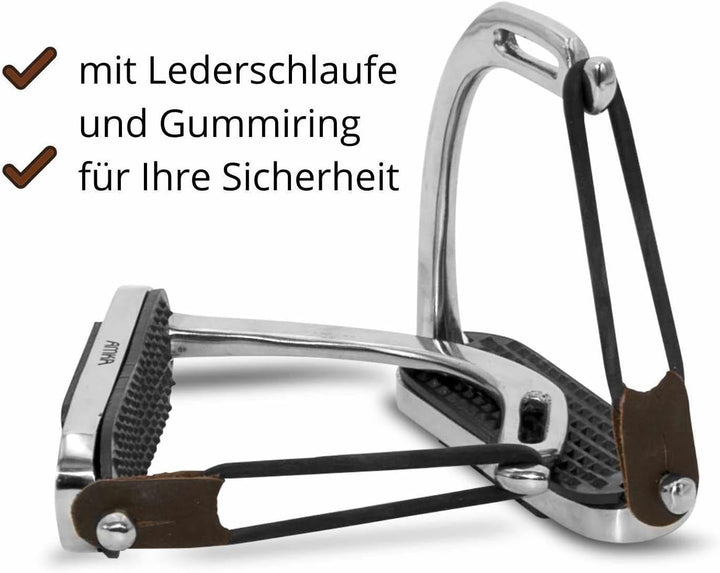 AMKA Sicherheitssteigbügel Edelstahl mit Gelenk Flexible Bügel 10 cm 12 cm 13 cm Trittfläche, 13