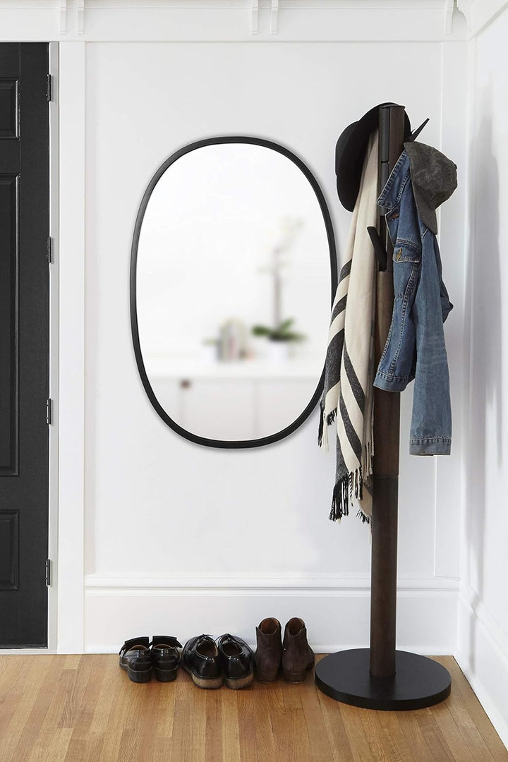 Umbra Hub Wandspiegel – Ovaler Spiegel für Diele, Badezimmer, Wohnzimmer und Mehr, Schwarz, 61x91 cm