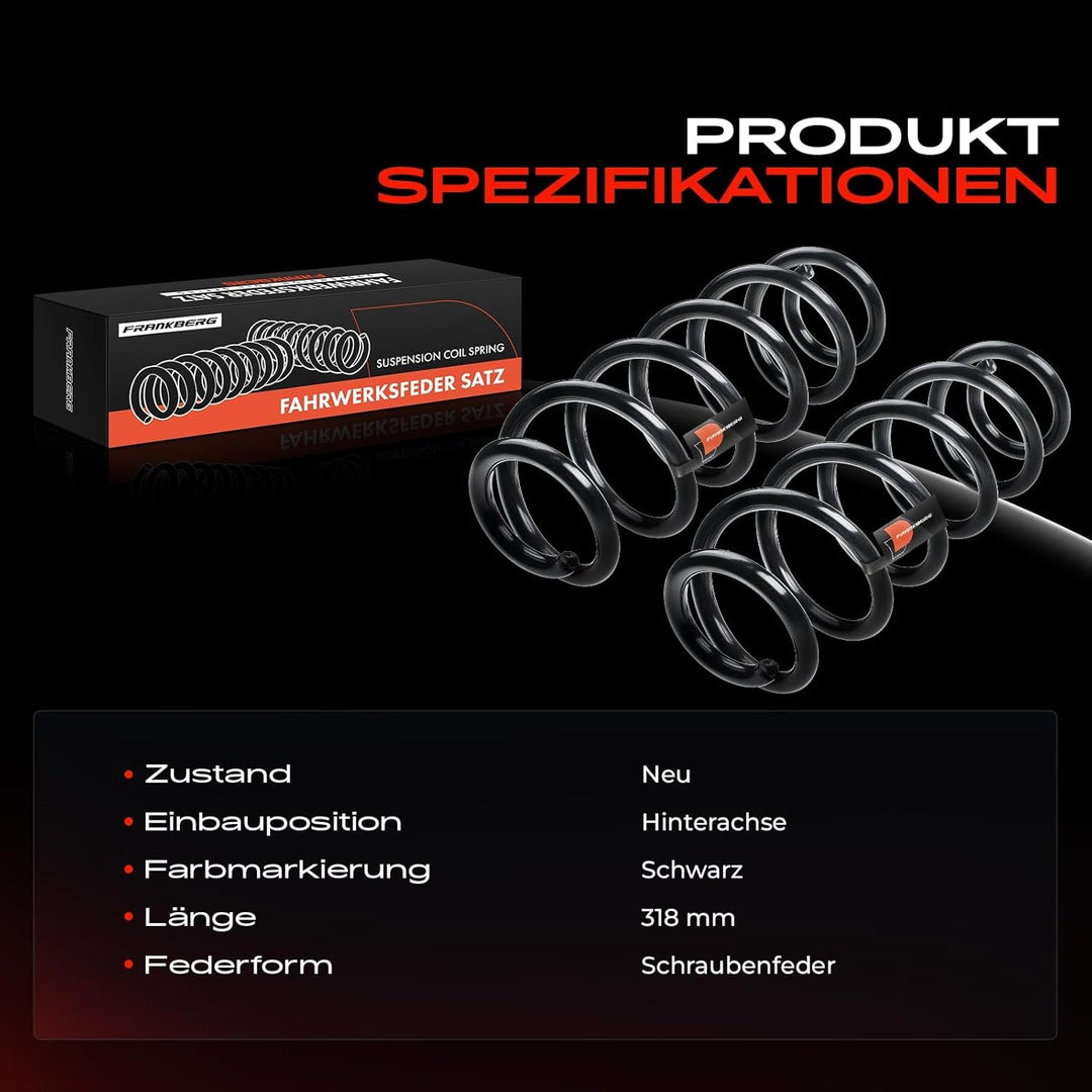 Frankberg 2x Federn Fahrwerksfeder Hinterachse Kompatibel mit SX4 EY GY 1.6L 1.9L 2006-2021 Sedici F