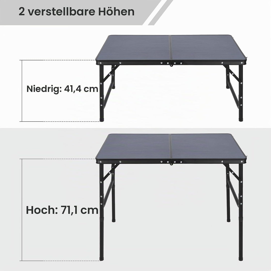 REDCAMP Faltbarer Campingtisch mit Einstellbarer Höhe, Leichter Tragbarer Klapptisch Campingtisch 90