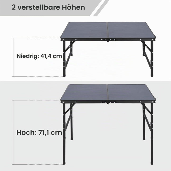 REDCAMP Faltbarer Campingtisch mit Einstellbarer Höhe, Leichter Tragbarer Klapptisch Campingtisch 90