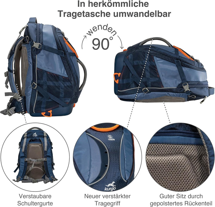Kurgo G-Train Hunderucksack, Mit integriertem Haustierfach, Wasserfester Boden, Für Haustiere bis zu