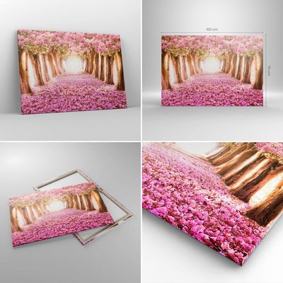 Bilder auf Leinwand 100x70cm Leinwandbild Baum Blumen Kirsche Natur Gross Wanddeko Bild Schlafzimmer