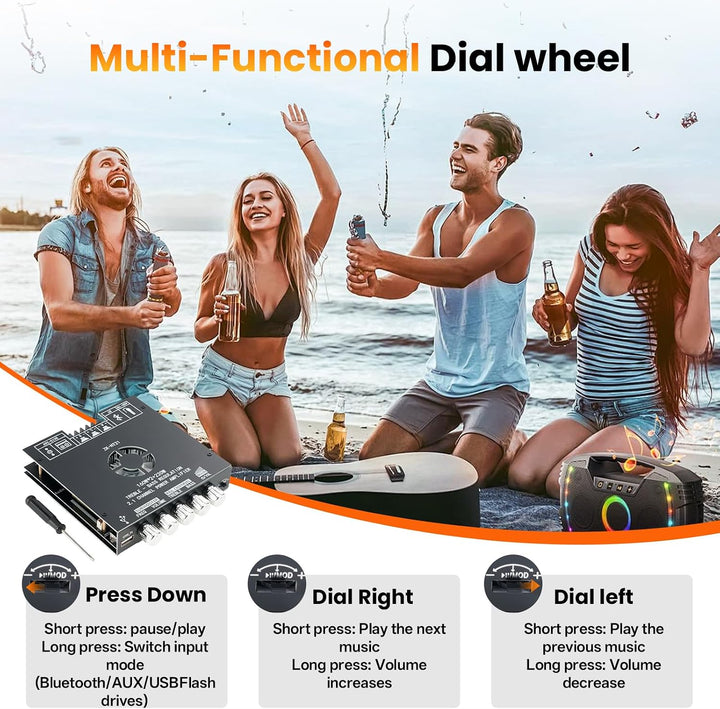 ZK-HT21 HiFi Verstärker mit Bluetooth Mini Stereo-Audioverstärker 2.1 Kanal 160W x 2 + 220W Stereo M