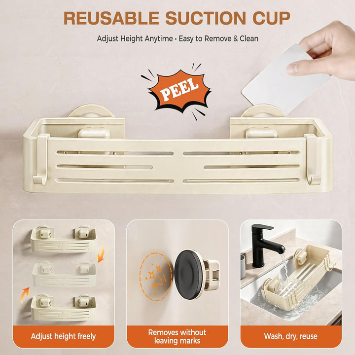 Lekesky Duschablage Ohne Bohren, Starke Saugnäpfe, Rostfreies Aluminium Badezimmer Regal & Organizer