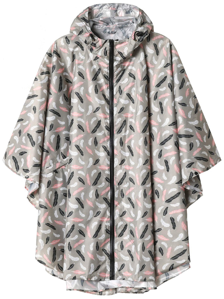 Regen Poncho Jacke Mantel für Erwachsene mit Kapuze wasserdicht mit Reissverschluss im Freien Feder