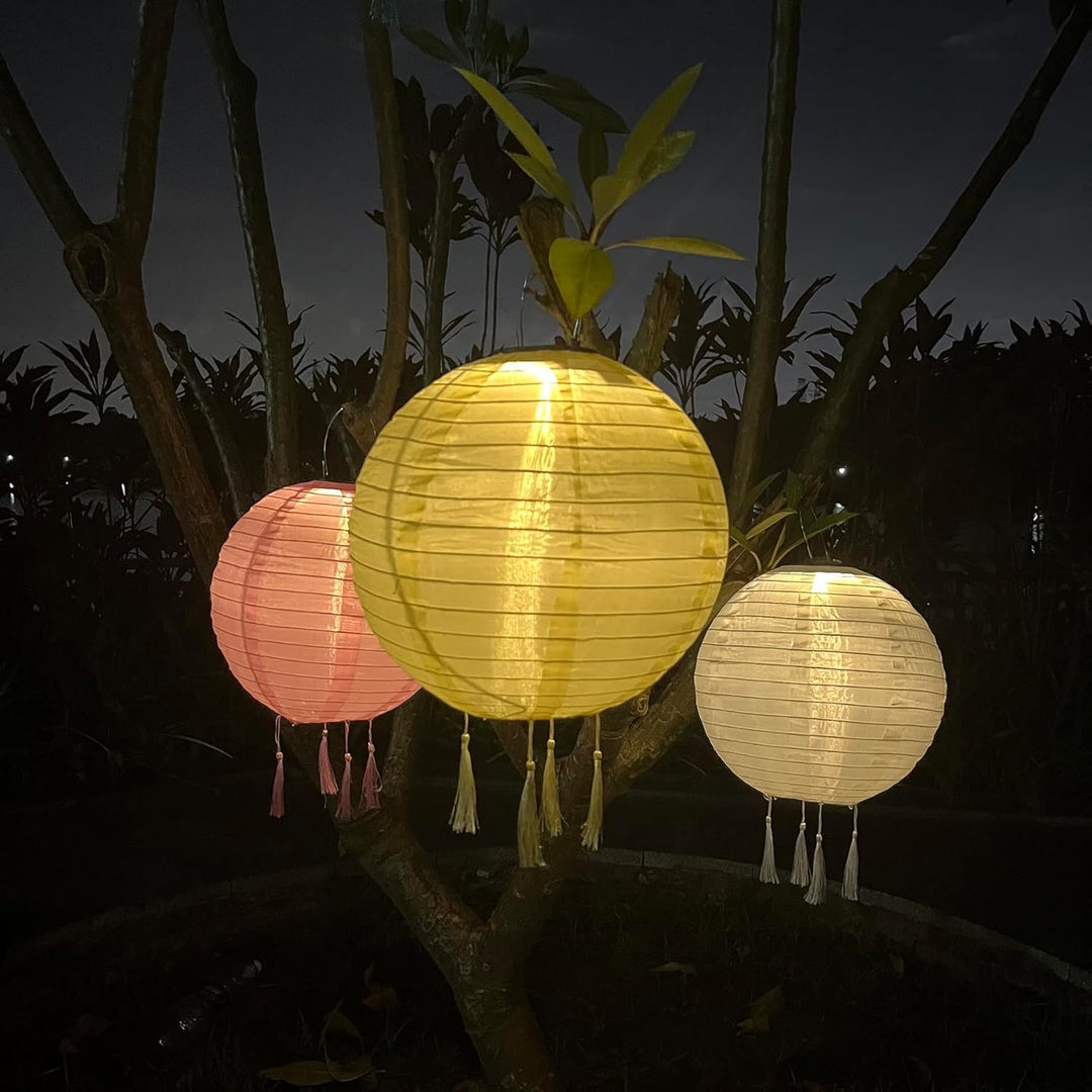 Solar Lampions Aussen Wetterfest，Himmel 3 Stücke Solar LED Laterne Wasserdicht Nylon Hängende Garten