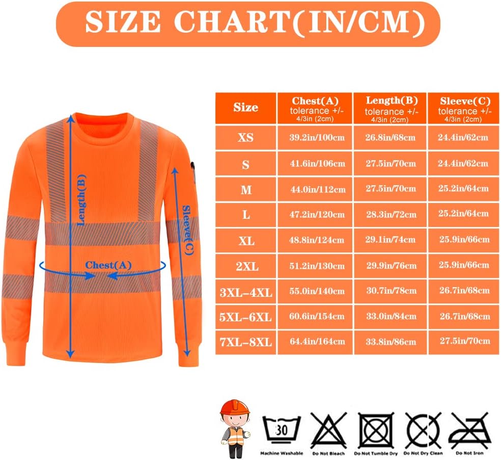 Warnschutz T-Shirt Langarm Warnschutzshirt Warnshirt gelb sicherheits Tshirt Warnschutz Arbeitskleid