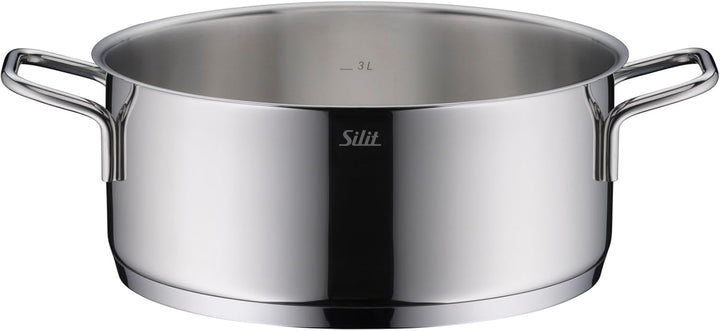 Silit Extra Cook, Bratentopf 24 cm mit Glasdeckel, Innenskalierung, breiter Schüttrand, hochwertiger