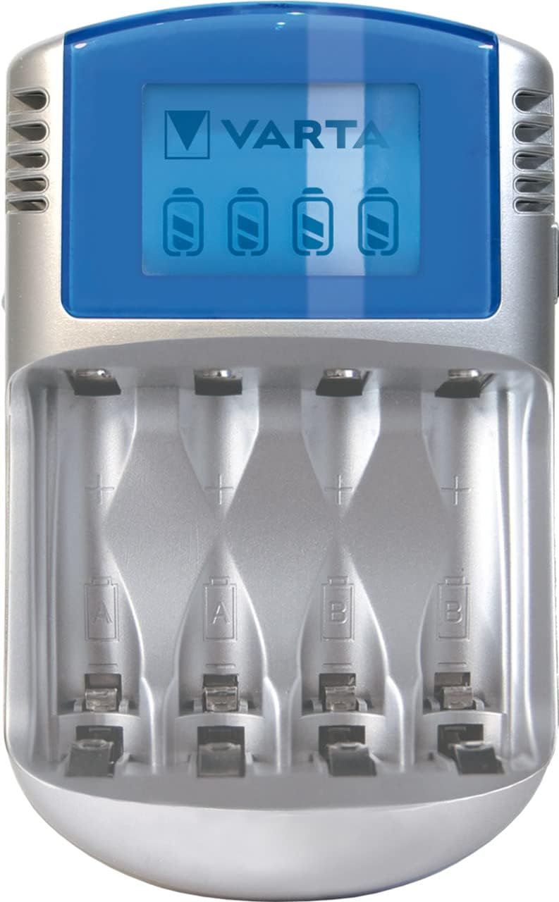 VARTA Akku Ladegerät, inkl. 4X AA 2600mAh, Batterieladegerät für wiederaufladbare AA/AAA, LCD Charge