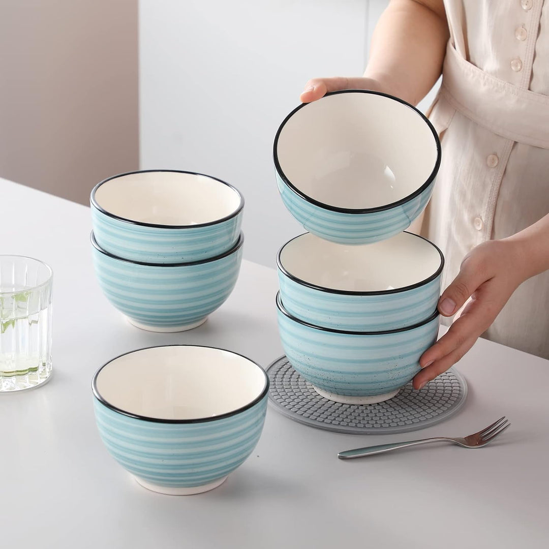vancasso Suppenschalen, bonbon grosse Schalen Set aus Steinzeug, 6er Salatschalen, Füllmenge 720 ml,
