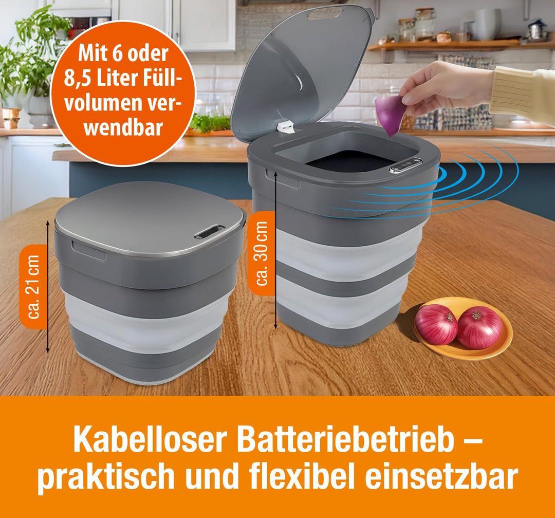 Faltbarer Mülleimer [MIT SENSOR] 8,5L – elektrischer Mülleimer – smart trash can – Bewegungssensor –