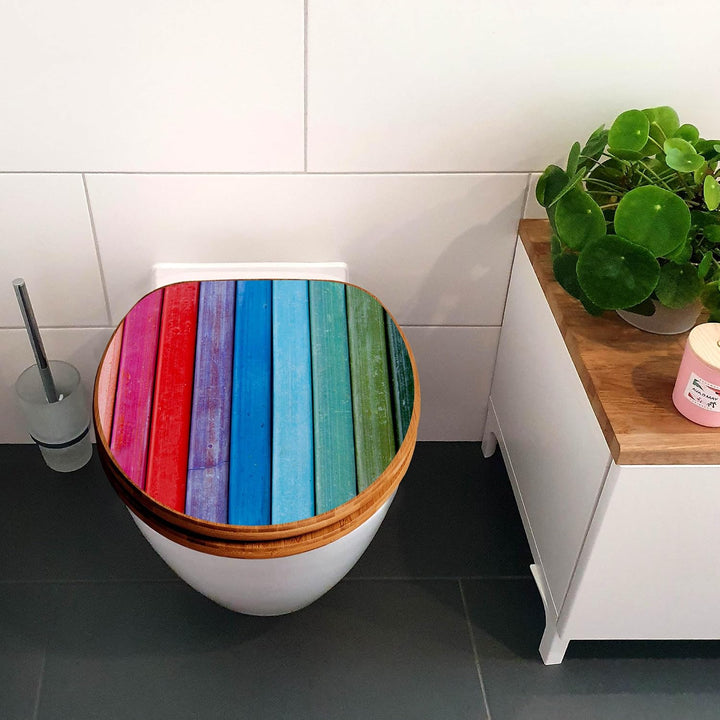 banjado Design WC Sitz Bambus Absenkautomatik 45,8x37,5cm - Toilettendeckel mit Absenkautomatik Holz