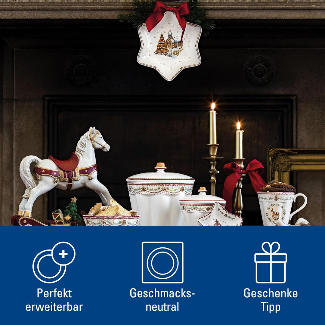 Villeroy und Boch Winter Bakery Delight Sternschale mittel, Lebkuchendorf, Schale für Plätzchen, Pre
